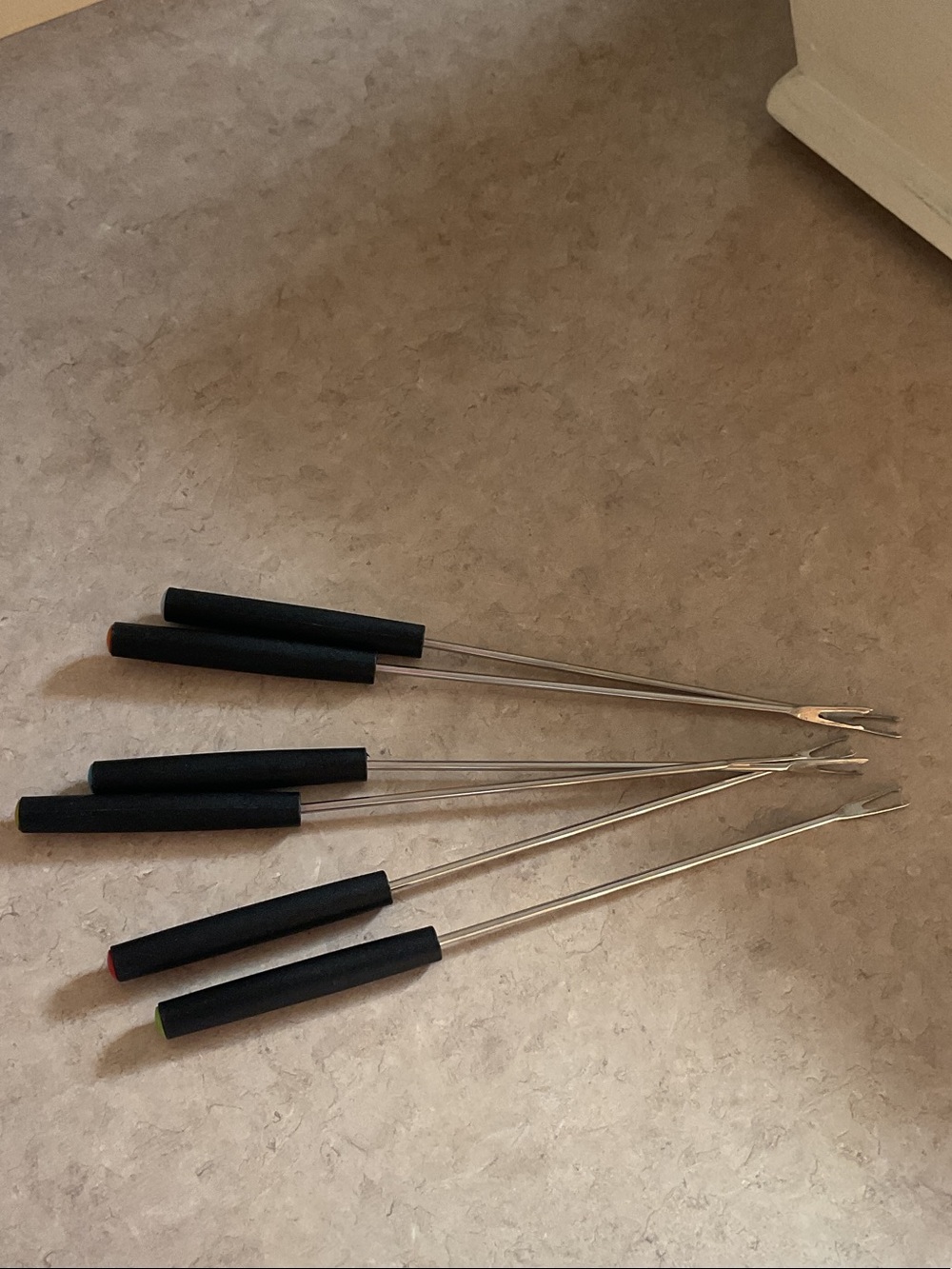 Black Handle Stainless Steel Fondue/Skewer Forks -lot of 6